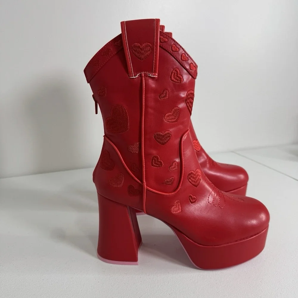 Sugar Thrillz Dolls Kill Follow The Sunset Cowboy Boots Womens 11 Red Platform